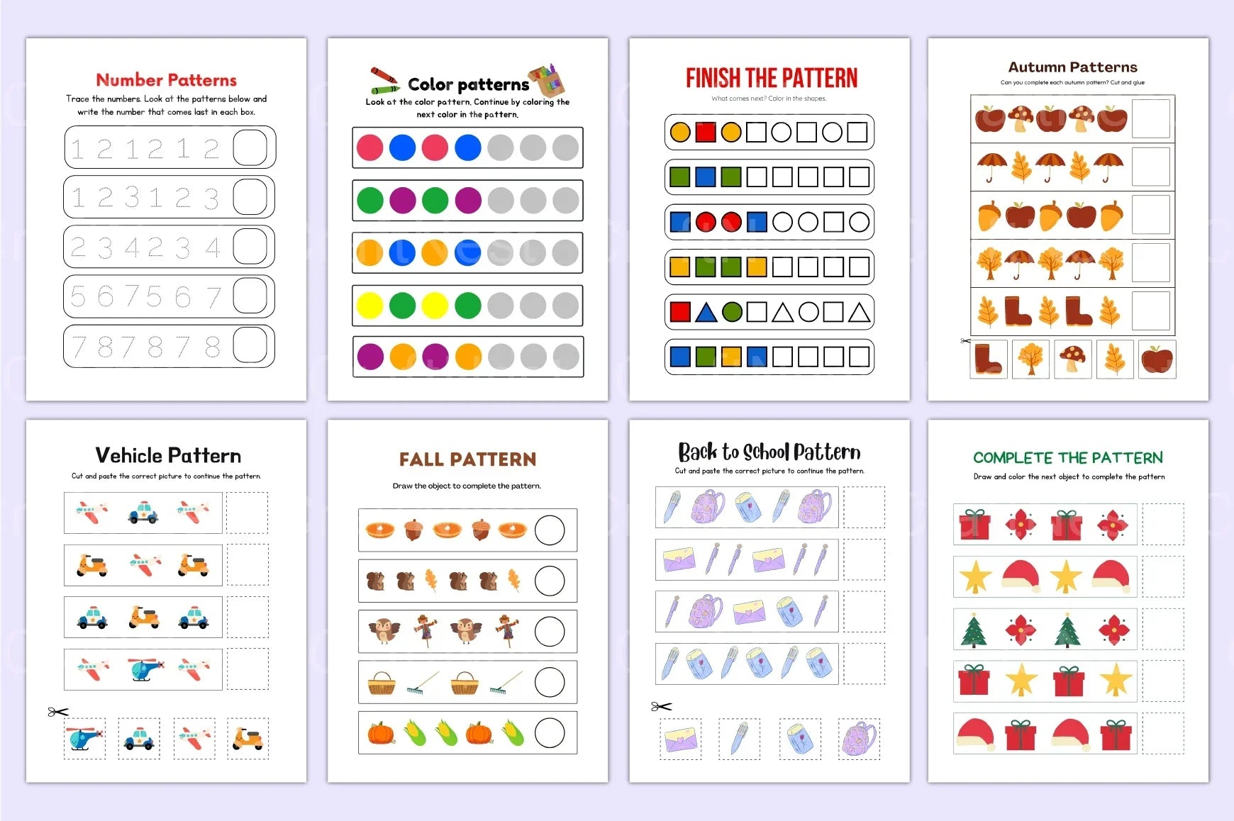 Kindergarten Pattern Workbook for Early Learning - CraftNest - Digital Crafting and Art