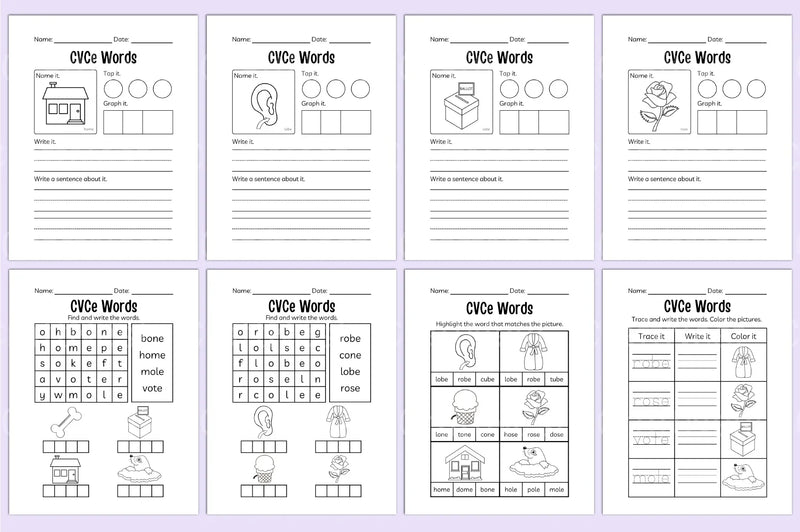 Kindergarten CVCE Workbook for Early Literacy Skills - CraftNest - Digital Crafting and Art