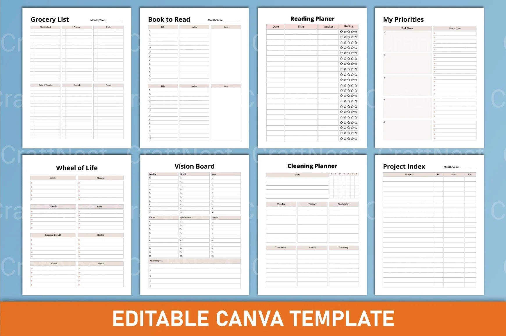 Happy Life Planner Canva Interior - CraftNest - Digital Crafting and Art