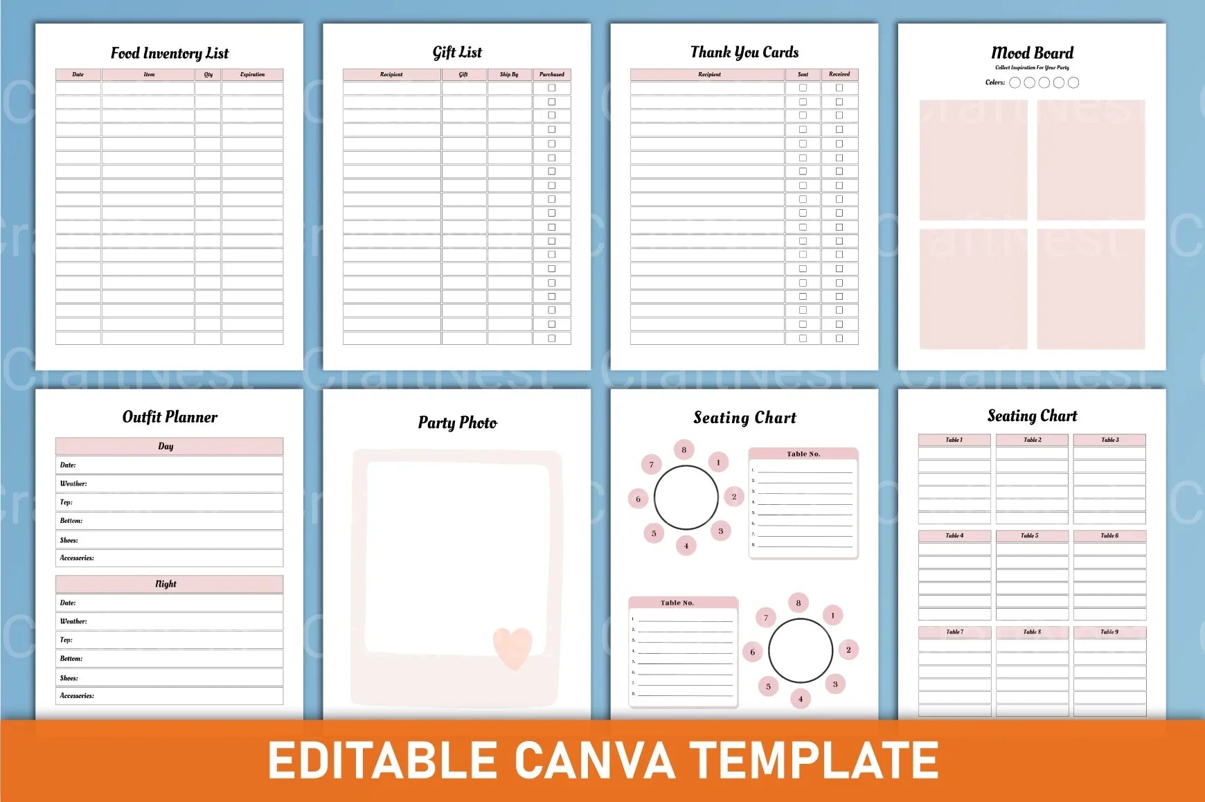 Party Event Planner Canva Template - CraftNest - Digital Crafting and Art
