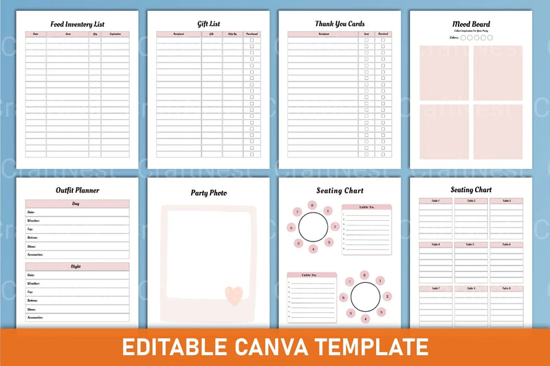 Party Event Planner Canva Template - CraftNest - Digital Crafting and Art