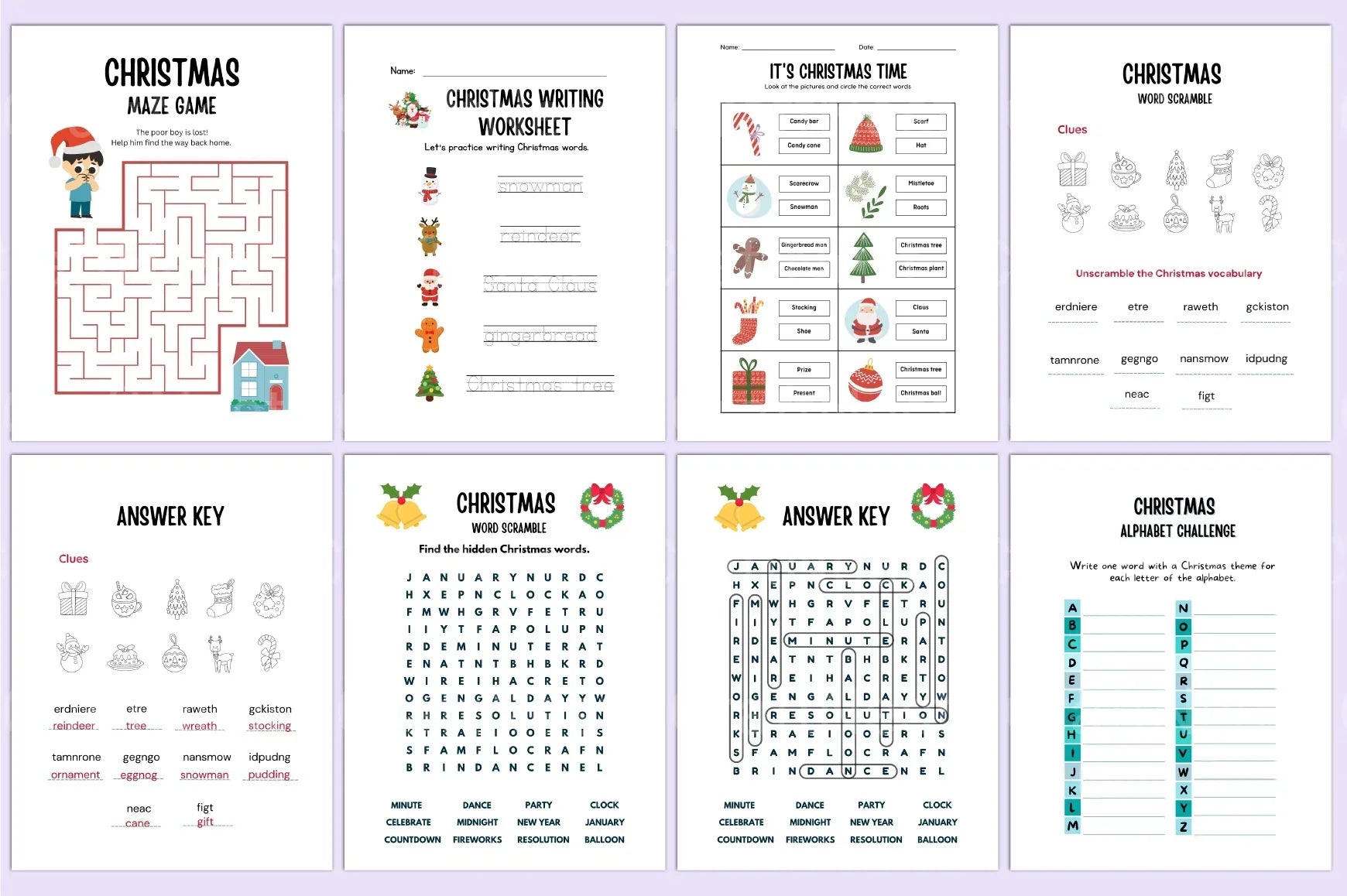 Kindergarten Christmas Workbook - CraftNest - Digital Crafting and Art