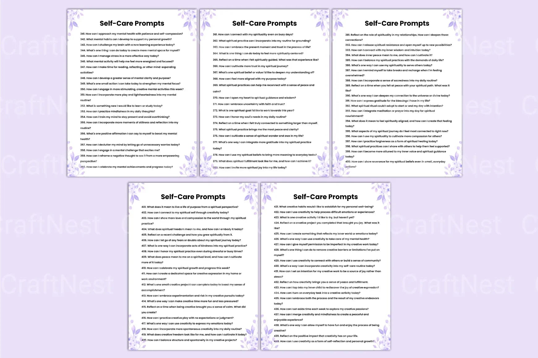 Self Care Prompts for Mindful Living - CraftNest - Digital Crafting and Art