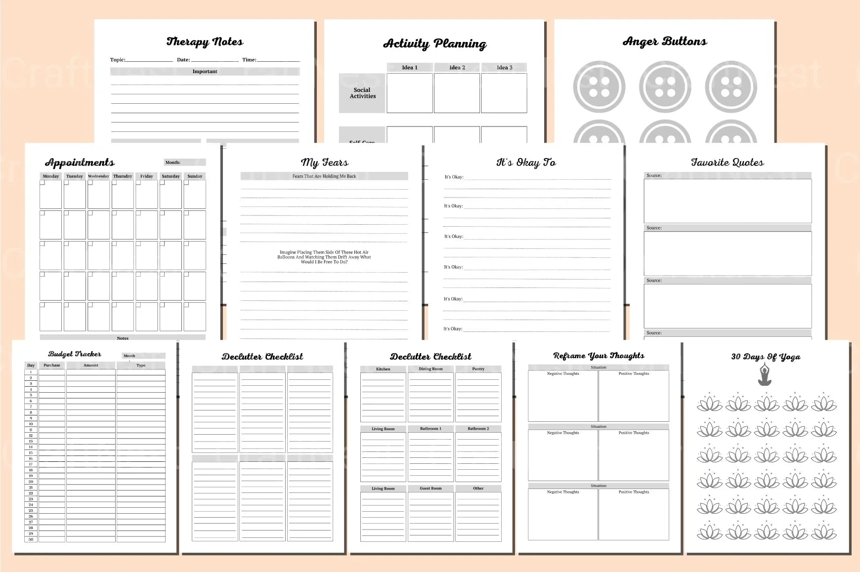 Health Self-Care Planner - CraftNest - Digital Crafting and Art