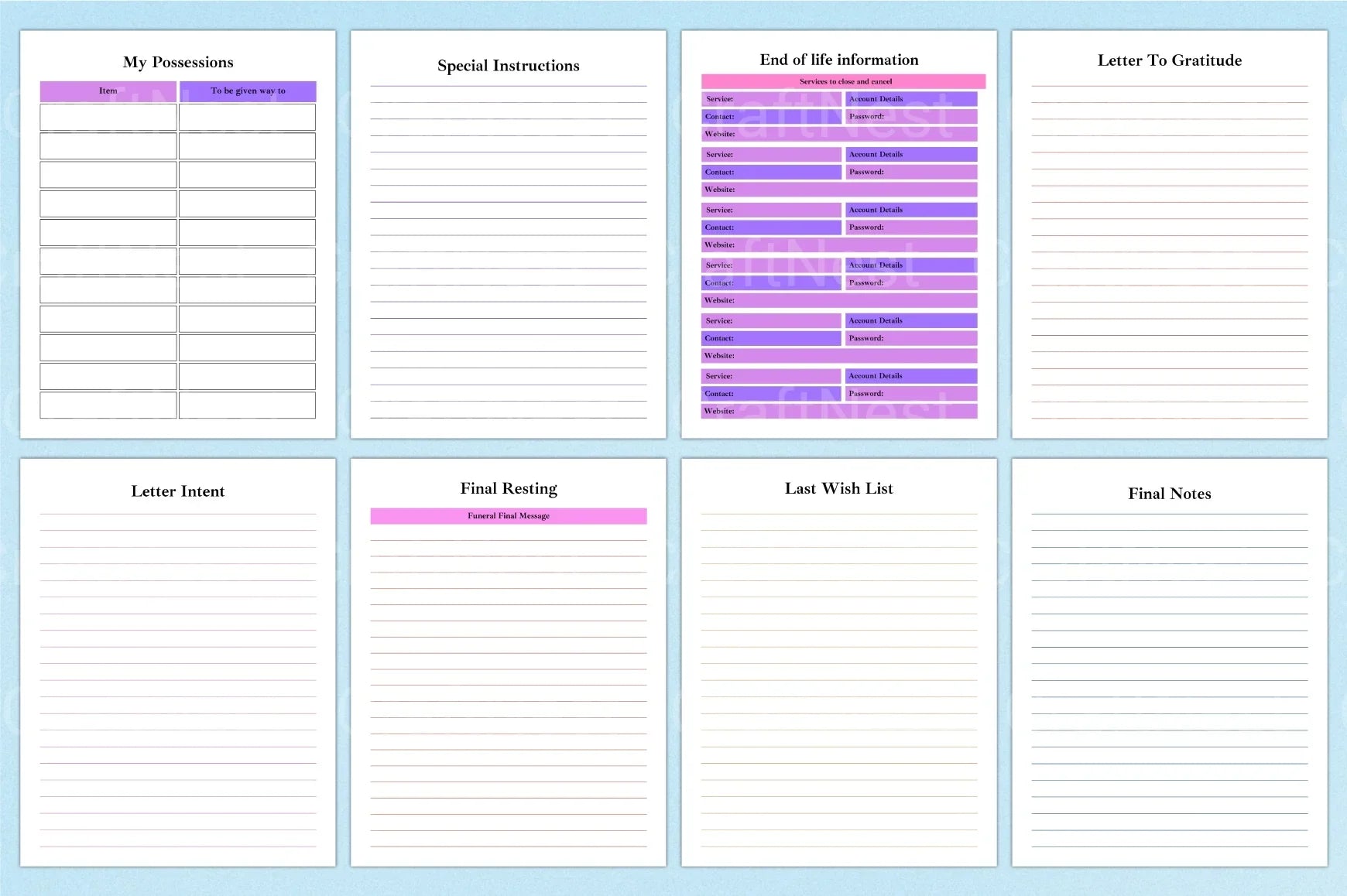End of Life Planner Guide - CraftNest - Digital Crafting and Art