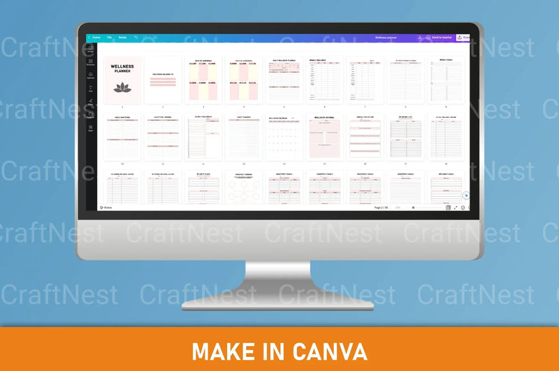 Wellness Planner Canva Interior Design - CraftNest - Digital Crafting and Art