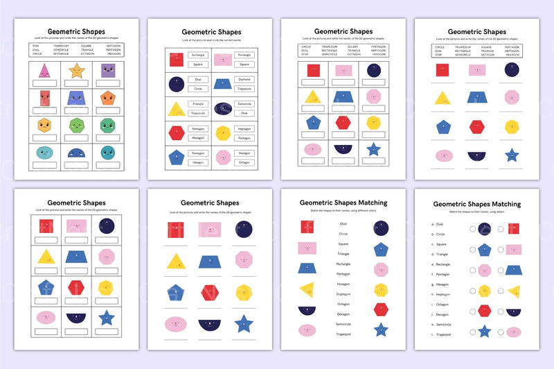 Kindergarten Shapes Workbook for Early Learning - CraftNest - Digital Crafting and Art