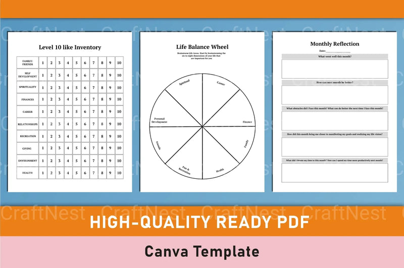 Self Care Wellness Planner Template on Canva - CraftNest - Digital Crafting and Art