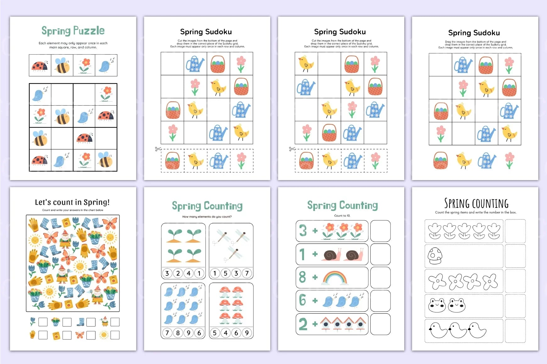 Kindergarten Spring Workbook for Early Learning - CraftNest - Digital Crafting and Art