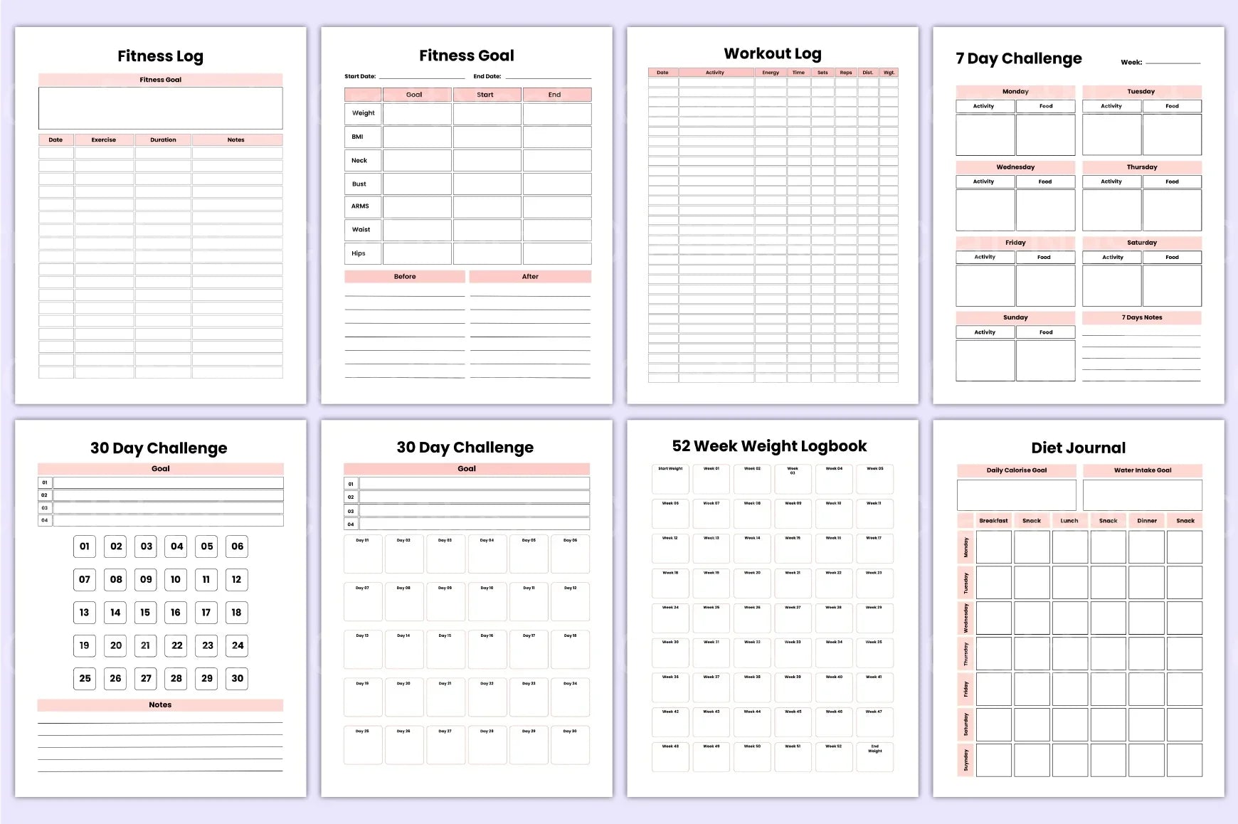 Weight Loss Planner - CraftNest - Digital Crafting and Art