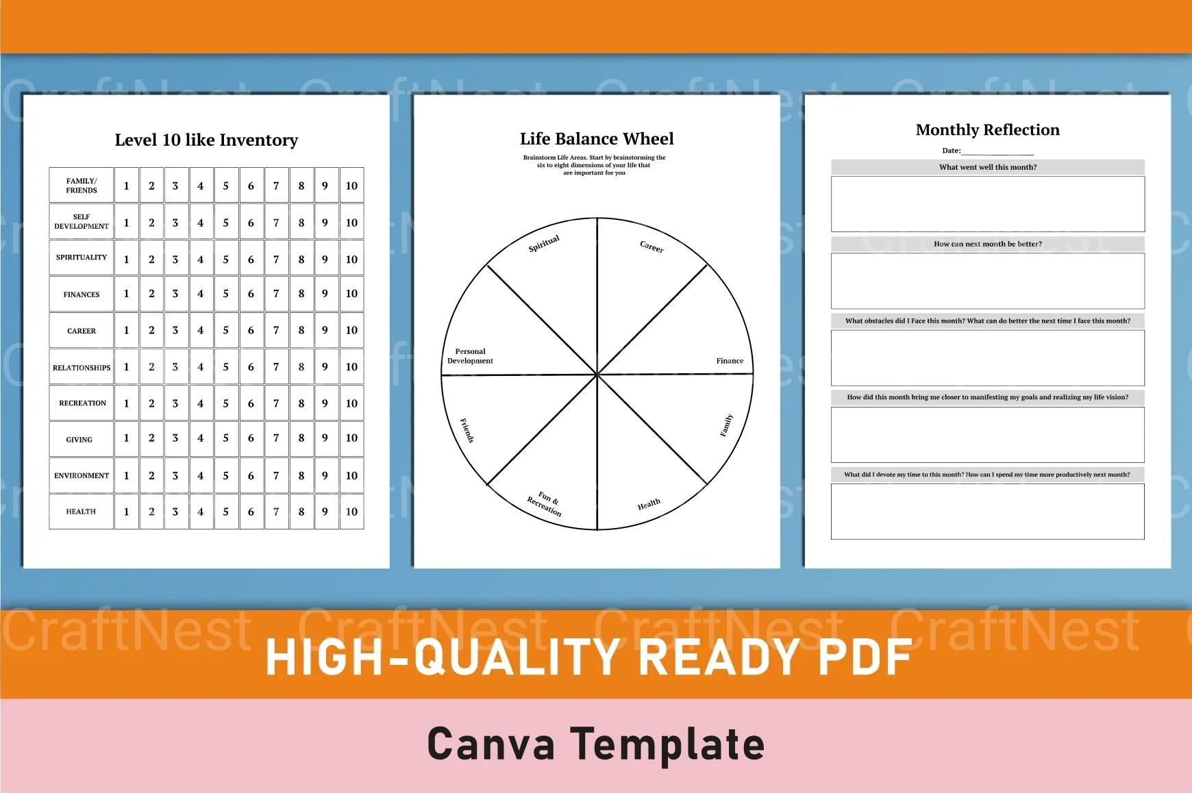 Self Care Wellness Planner for Personal Growth - CraftNest - Digital Crafting and Art