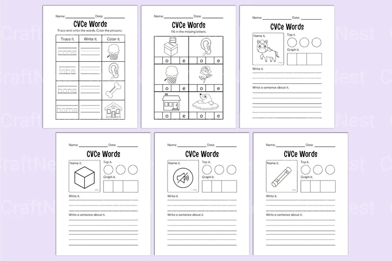 Kindergarten CVCE Workbook for Early Literacy Skills - CraftNest - Digital Crafting and Art