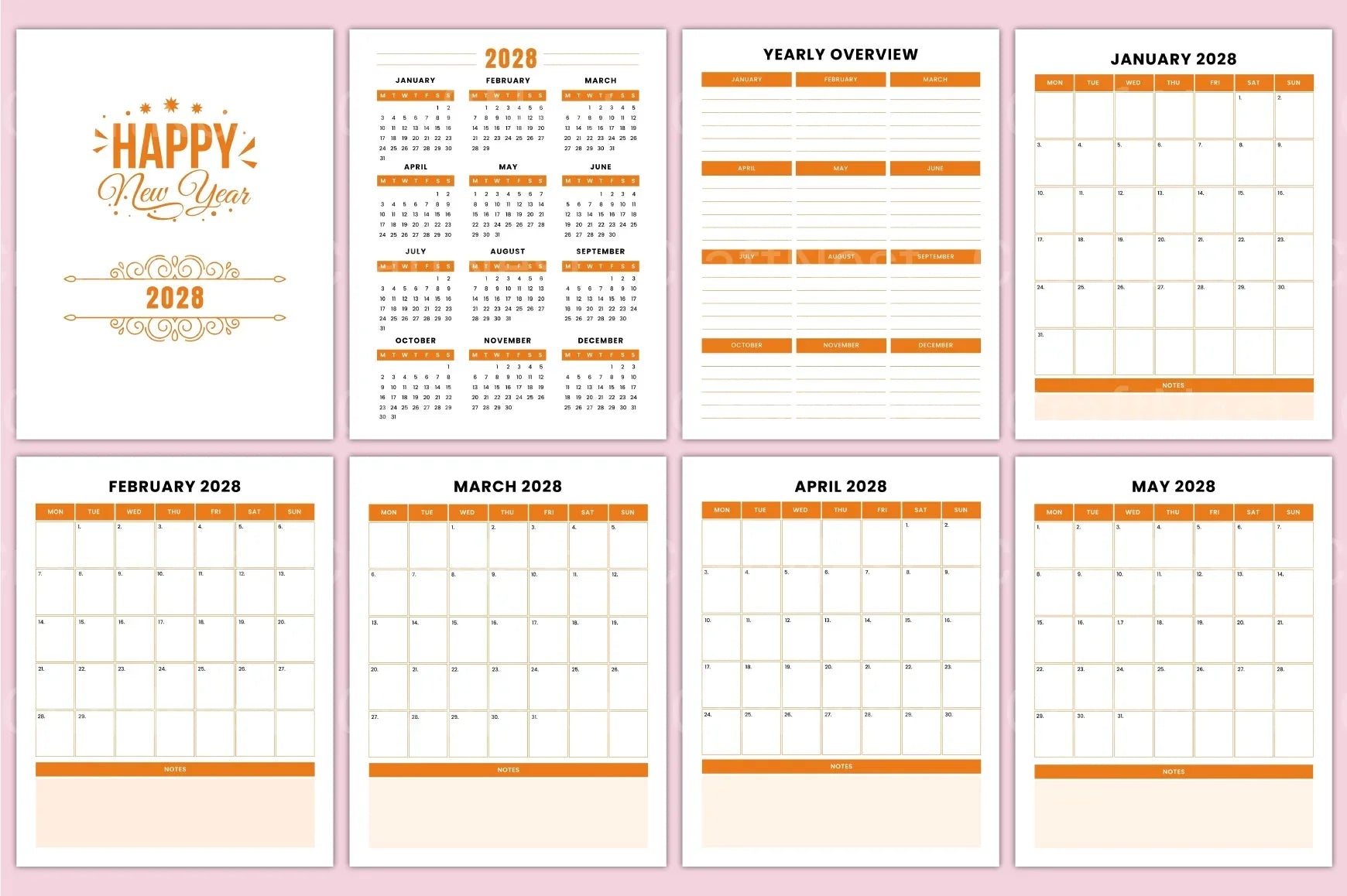 Yearly Monthly Planner Template - CraftNest - Digital Crafting and Art