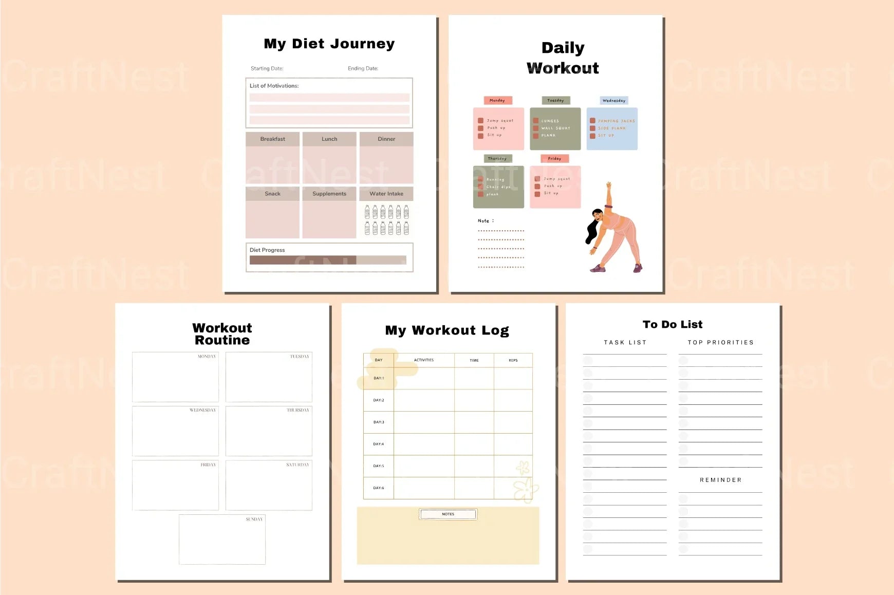 Weight Loss Self-Care Planner - CraftNest - Digital Crafting and Art