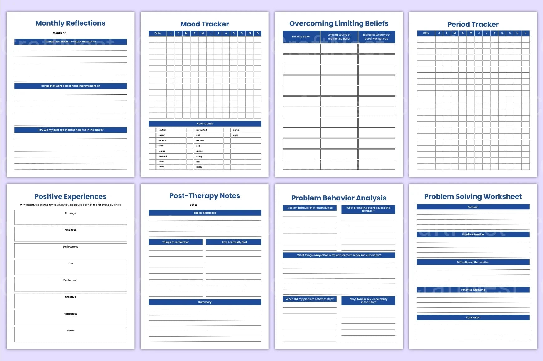 Mental Health Planner for Wellness and Self-Care - CraftNest - Digital Crafting and Art