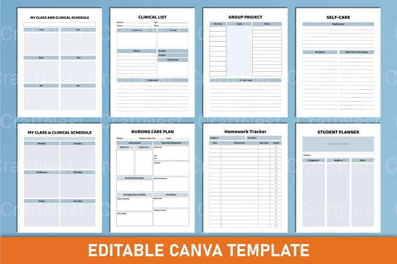 Nursing Student Planner Canva Template - CraftNest - Digital Crafting and Art