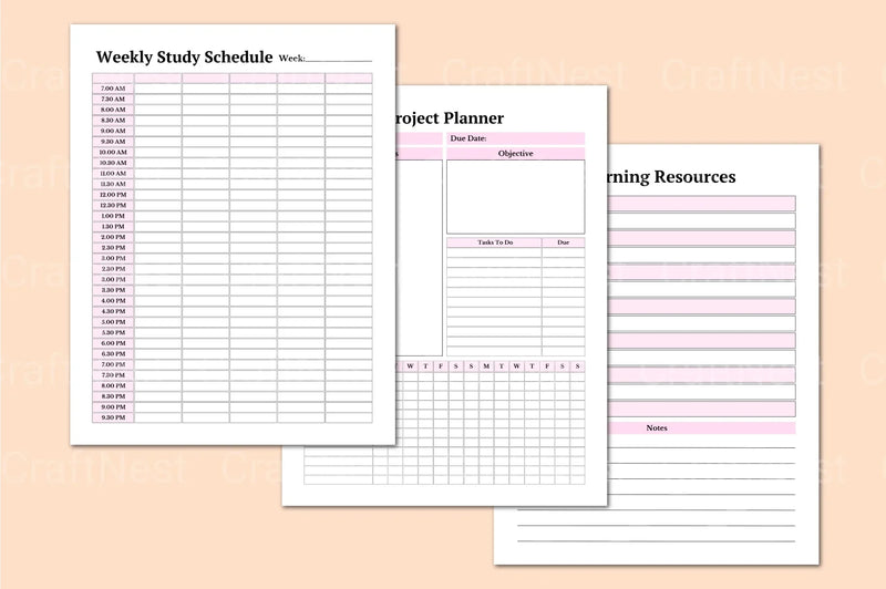 College Student Planner for Effective Organization - CraftNest - Digital Crafting and Art