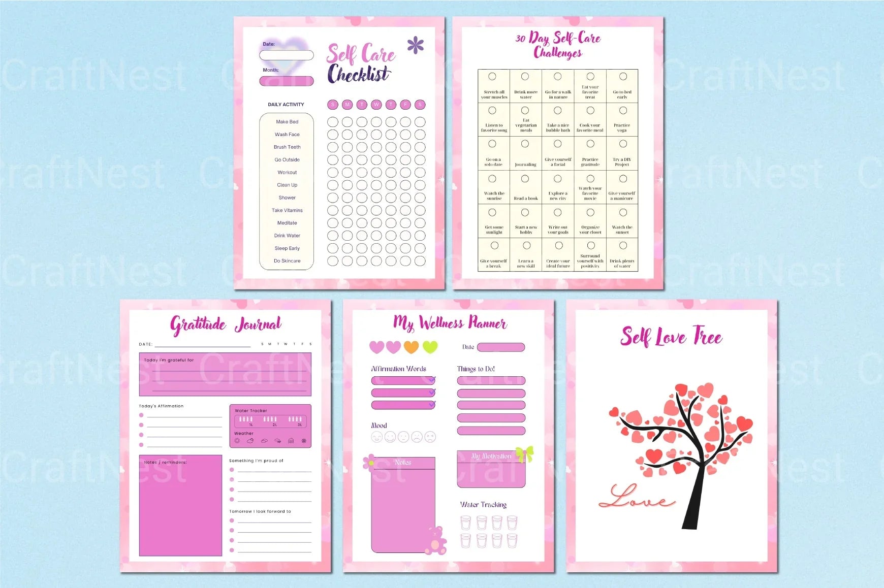 Self Love Workbook for Personal Growth - CraftNest - Digital Crafting and Art