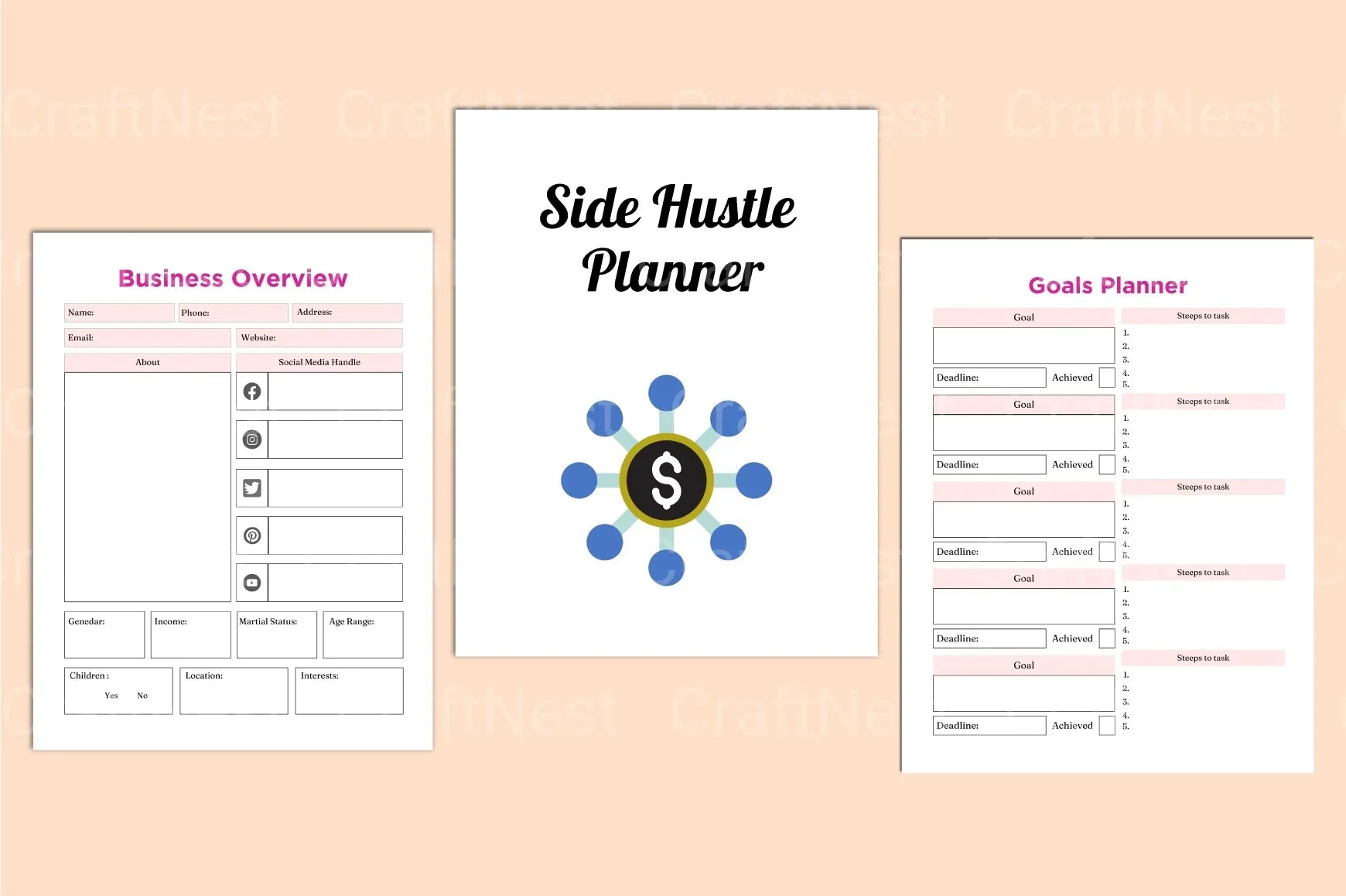Side Hustle Planner - CraftNest - Digital Crafting and Art