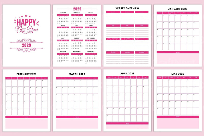 Yearly Monthly Planner Template - CraftNest - Digital Crafting and Art