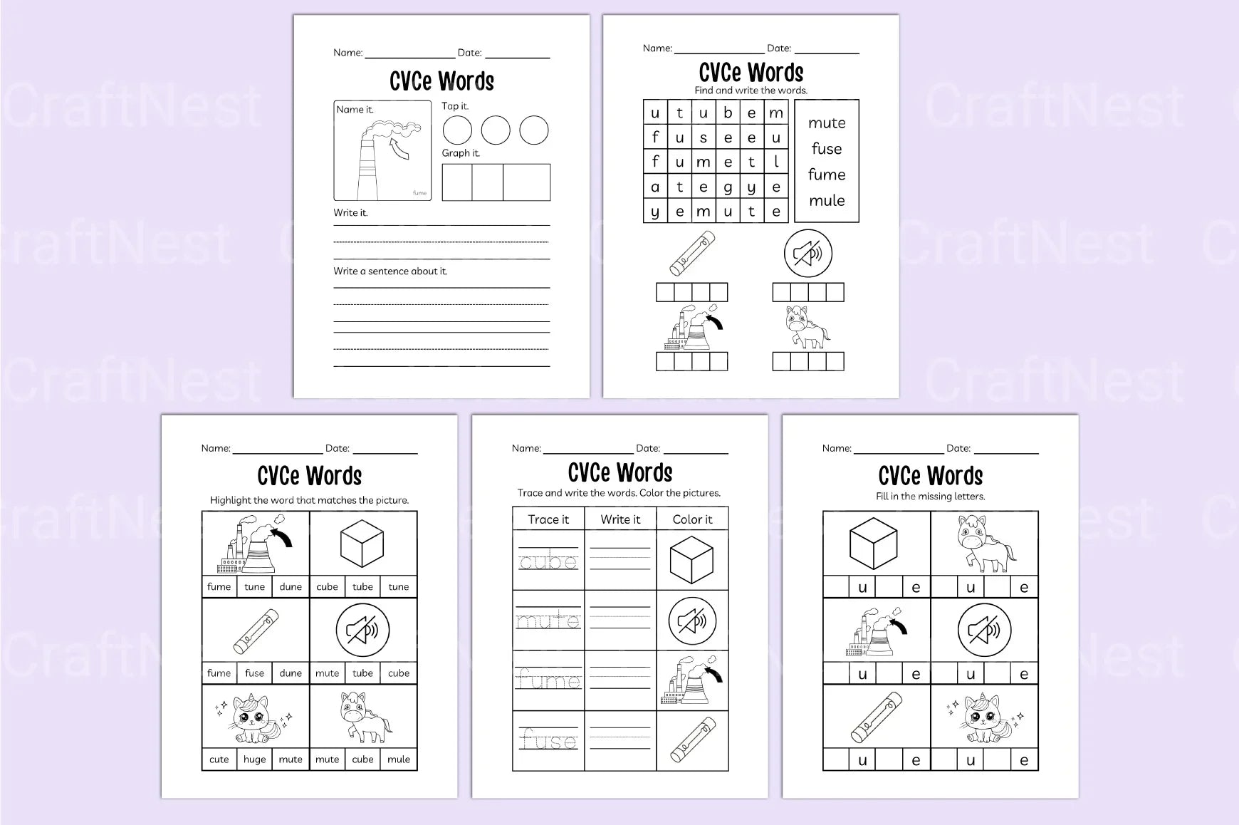 Kindergarten CVCE Workbook for Early Literacy Skills - CraftNest - Digital Crafting and Art