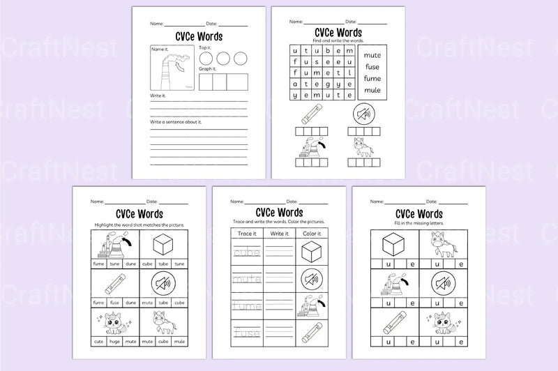 Kindergarten CVCE Workbook for Early Literacy Skills - CraftNest - Digital Crafting and Art