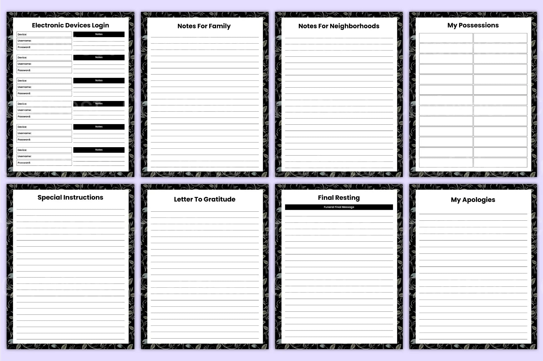 Final Wishes Legacy Organizer - CraftNest - Digital Crafting and Art