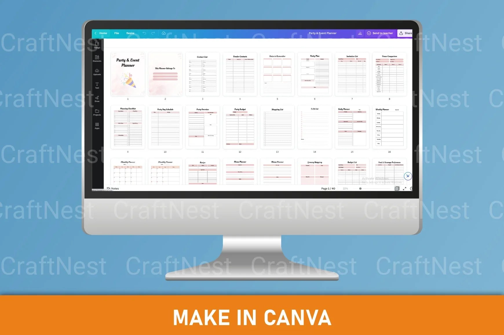 Party Event Planner Canva Template - CraftNest - Digital Crafting and Art