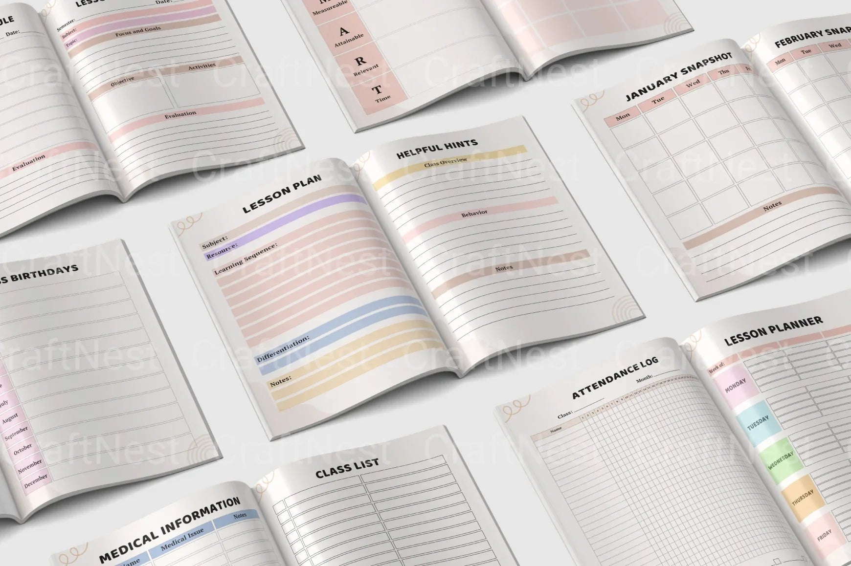 Customizable Teacher Planner Template - CraftNest - Digital Crafting and Art