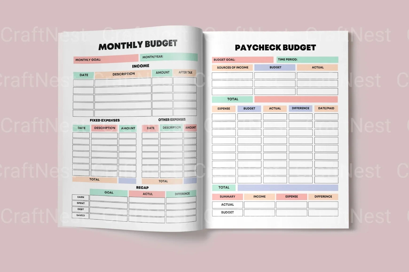 Rainbow Budget Planner for Effective Financial Management - CraftNest - Digital Crafting and Art
