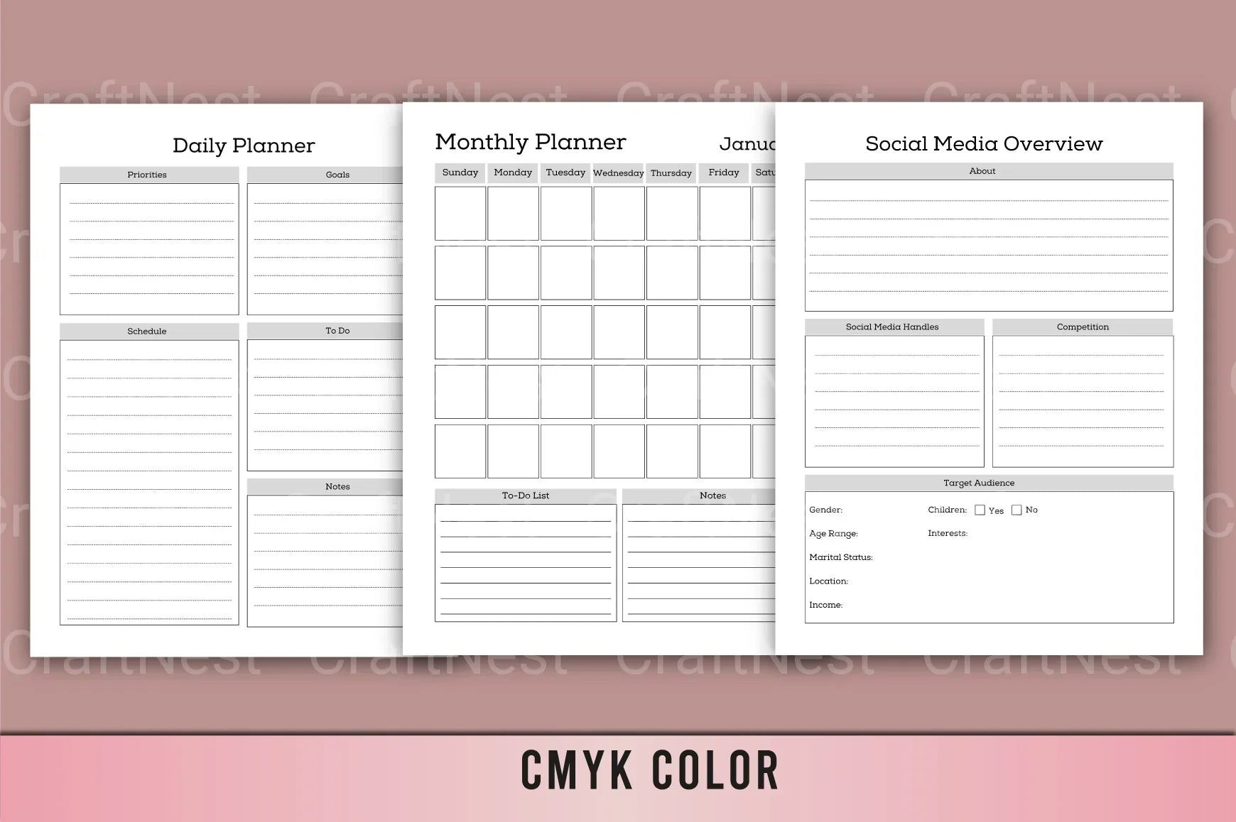Social Media Planner Template - CraftNest - Digital Crafting and Art