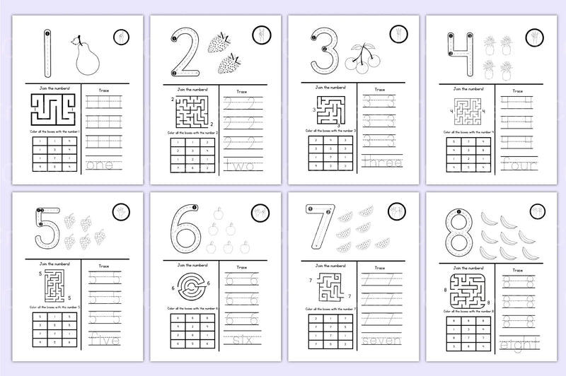 Kindergarten Numbers Workbook for Early Learning - CraftNest - Digital Crafting and Art
