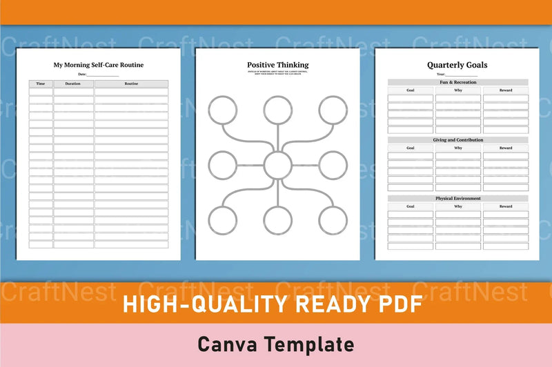 Self Care Wellness Planner Template on Canva - CraftNest - Digital Crafting and Art