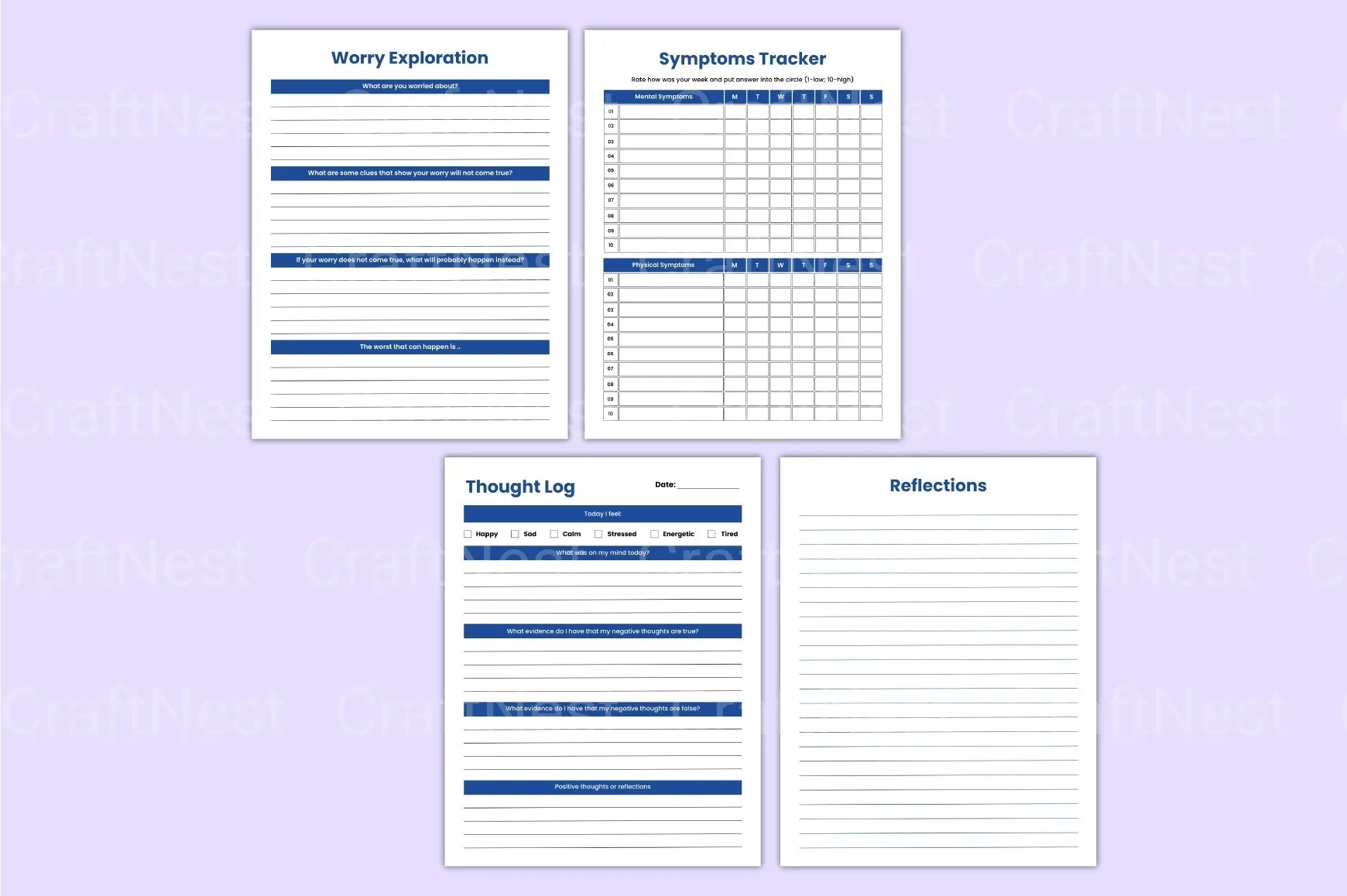 Mental Health Planner for Wellness and Self-Care - CraftNest - Digital Crafting and Art