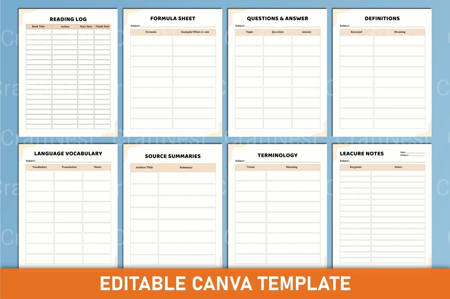 Student Planner Canva Template - CraftNest - Digital Crafting and Art