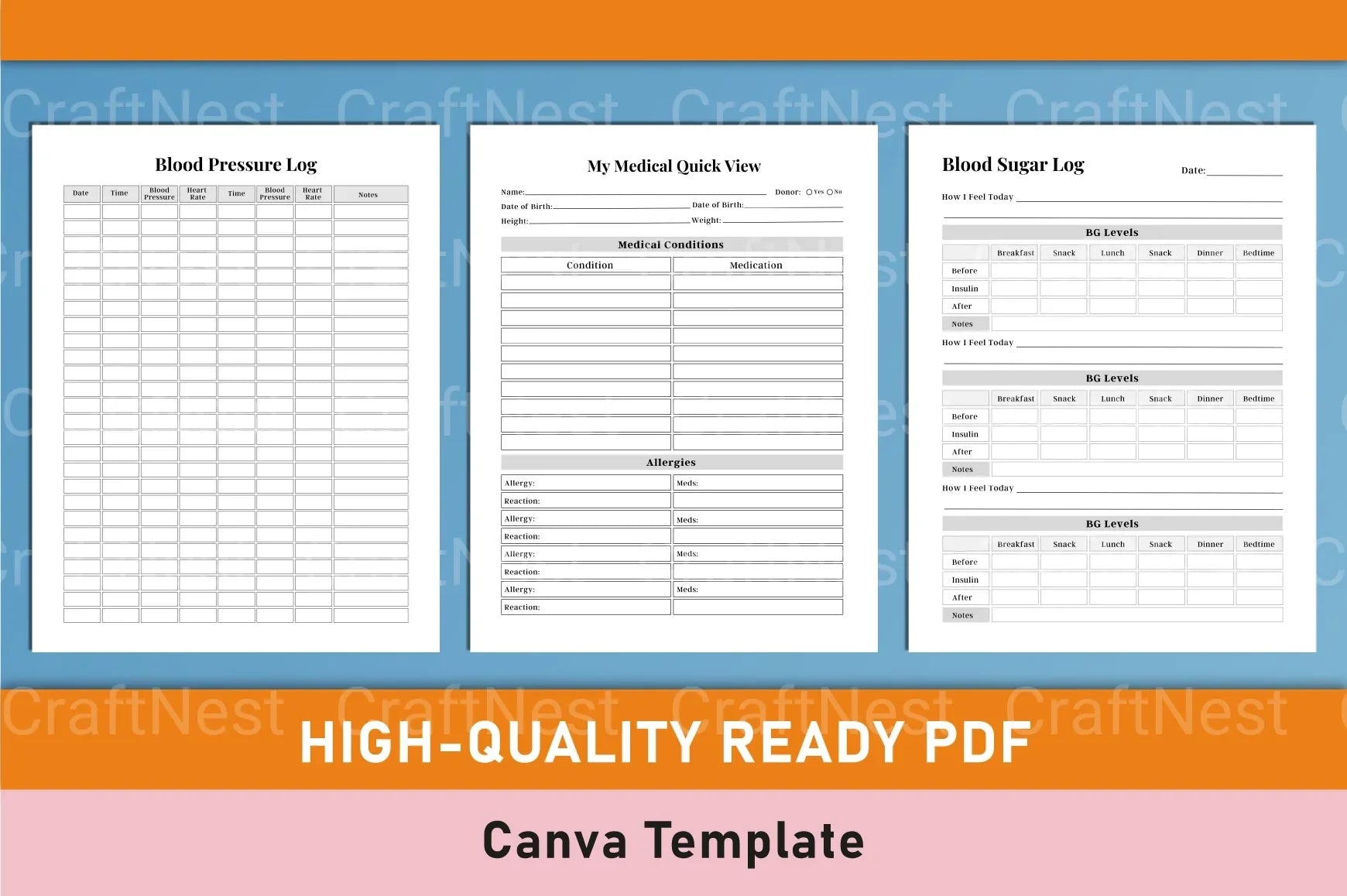 Medical Planner Template - CraftNest - Digital Crafting and Art