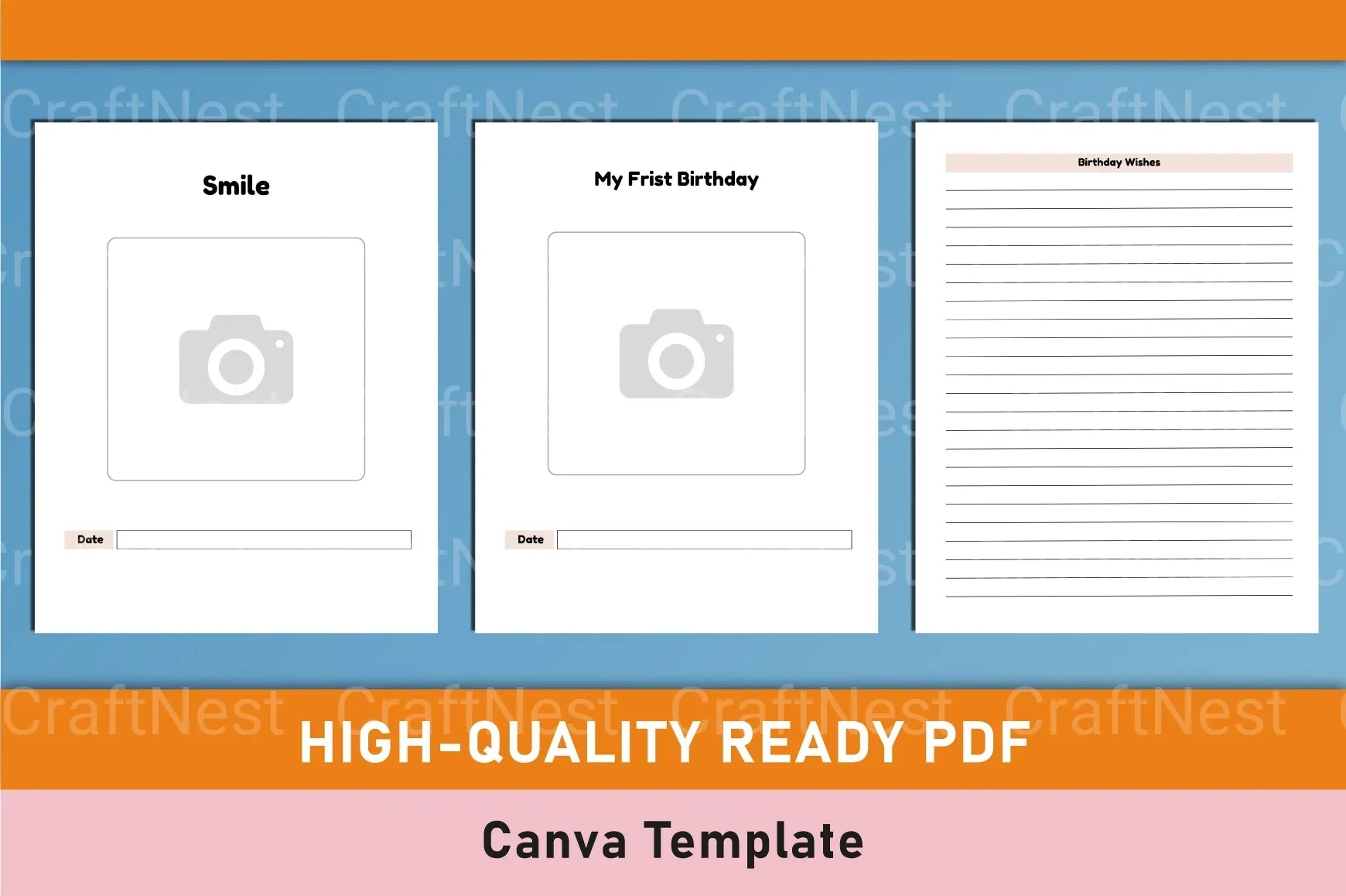 Baby Memory Book Template - Canva Design - CraftNest - Digital Crafting and Art