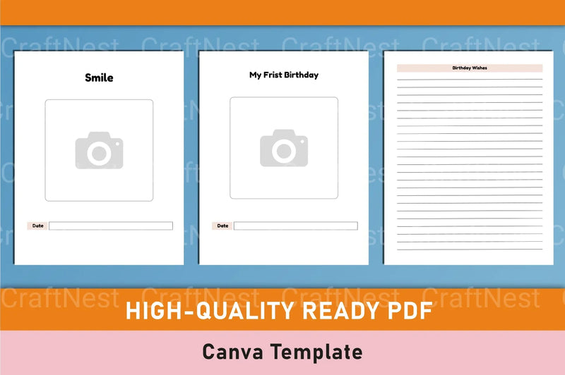 Baby Memory Book Template - Canva Design - CraftNest - Digital Crafting and Art