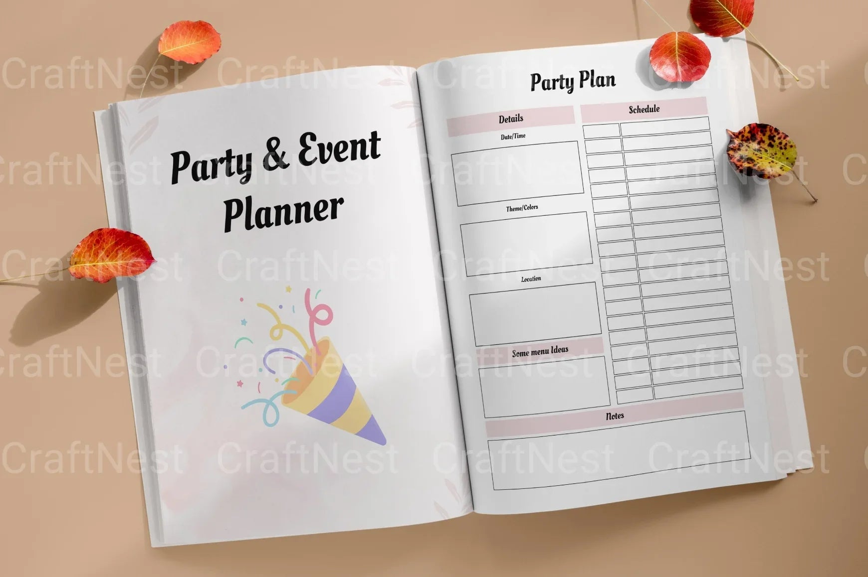Party Event Planner Canva Template - CraftNest - Digital Crafting and Art