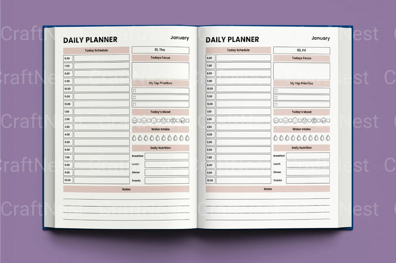 Daily Agenda Planner - CraftNest - Digital Crafting and Art