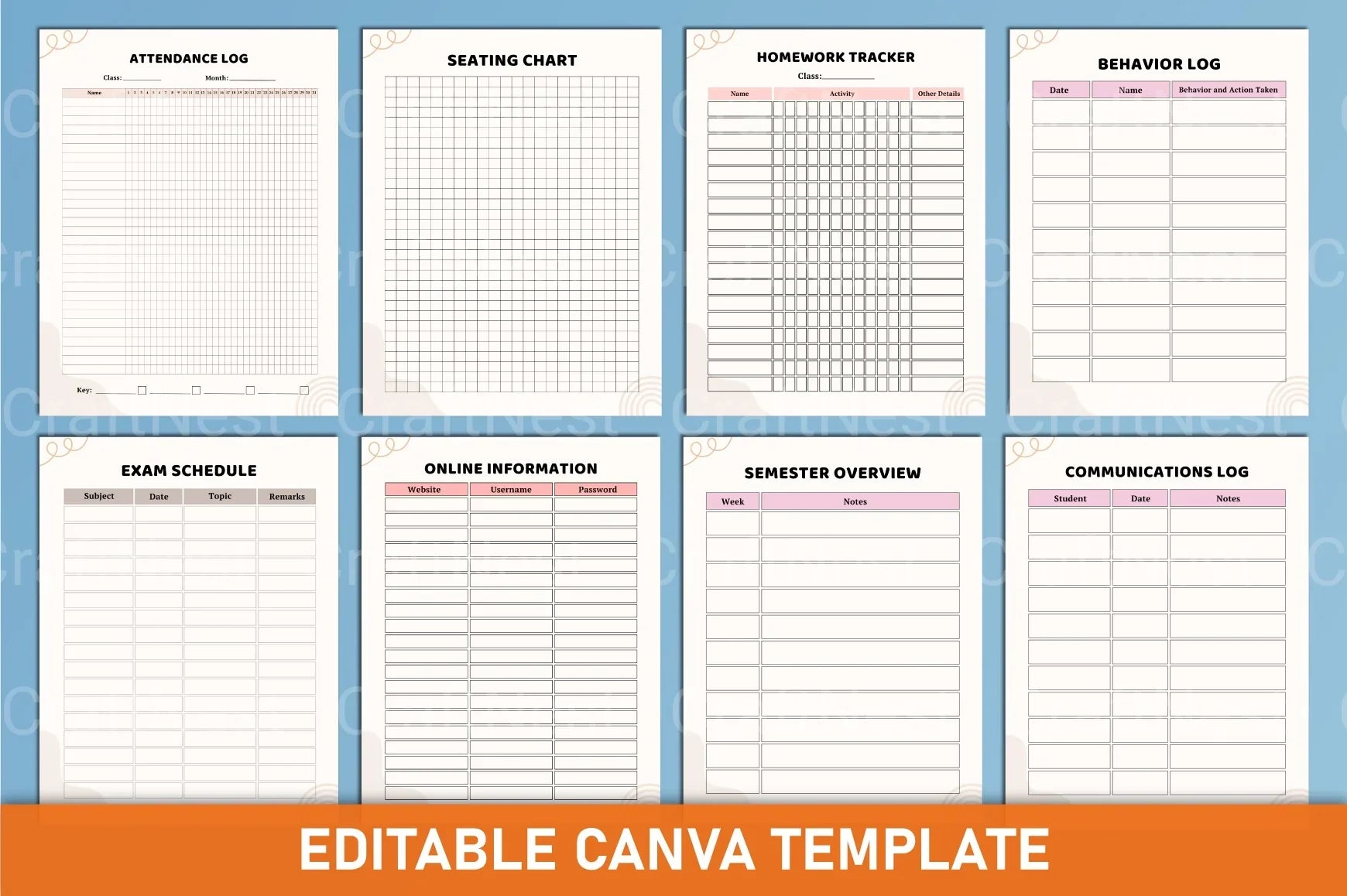 Customizable Teacher Planner Template - CraftNest - Digital Crafting and Art