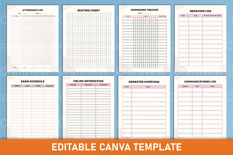 Customizable Teacher Planner Template - CraftNest - Digital Crafting and Art