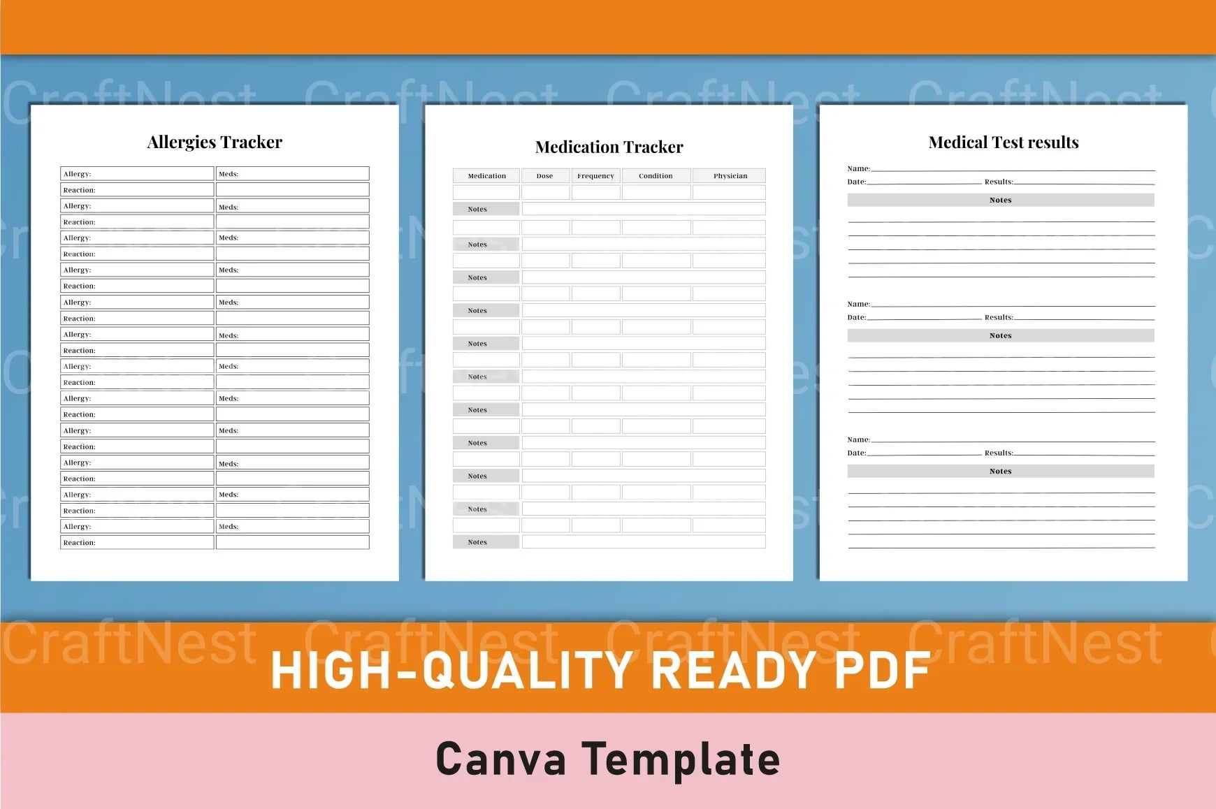 Medical Planner Template - CraftNest - Digital Crafting and Art