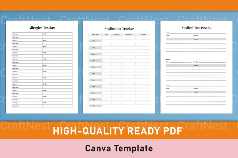 Medical Planner Template - CraftNest - Digital Crafting and Art