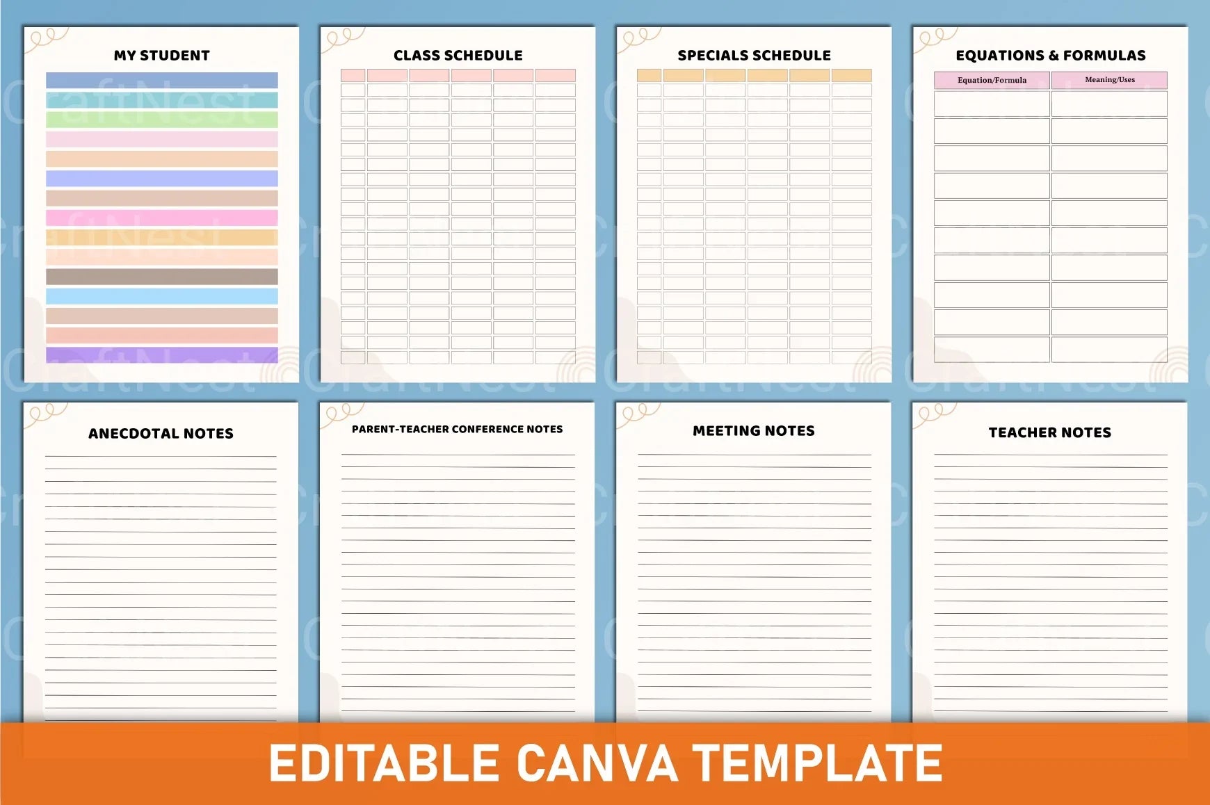 Customizable Teacher Planner Template - CraftNest - Digital Crafting and Art