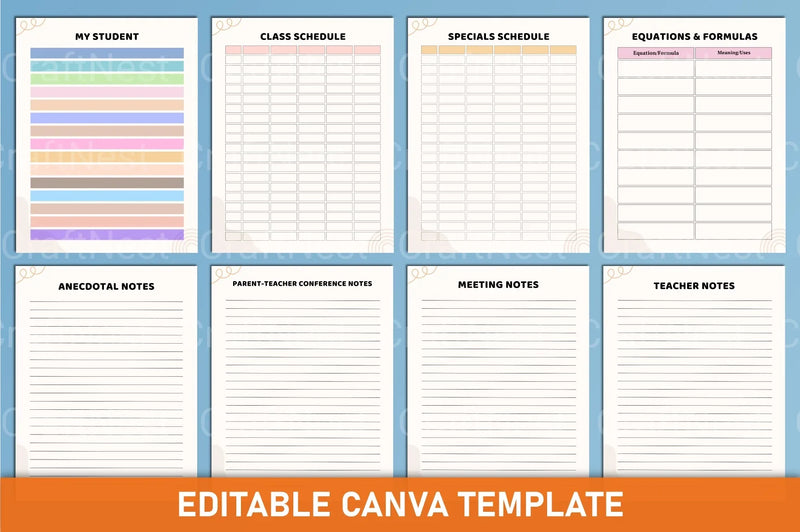 Customizable Teacher Planner Template - CraftNest - Digital Crafting and Art