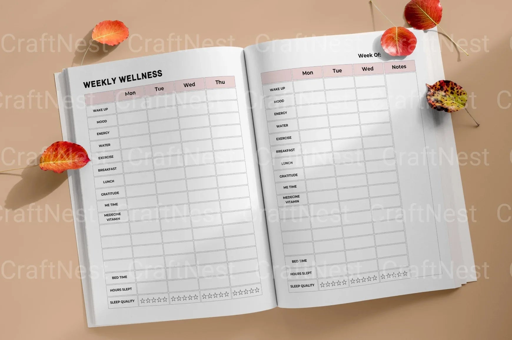 Wellness Planner Canva Interior Design - CraftNest - Digital Crafting and Art