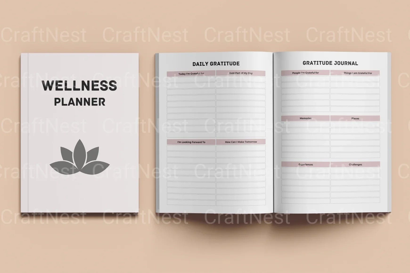 Wellness Planner Canva Interior Design - CraftNest - Digital Crafting and Art
