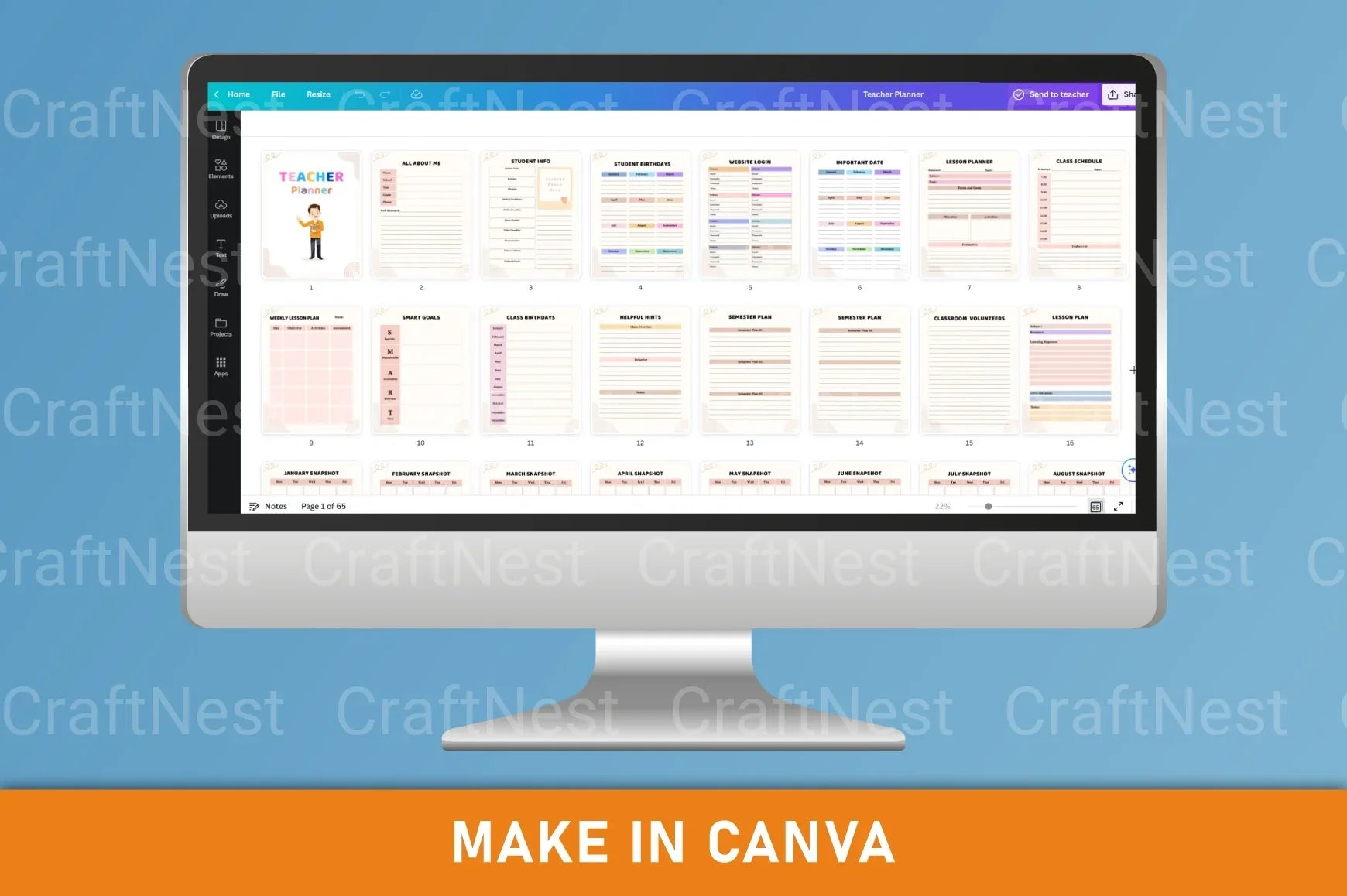 Customizable Teacher Planner Template - CraftNest - Digital Crafting and Art