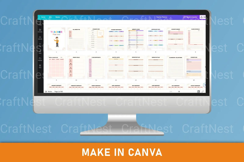 Customizable Teacher Planner Template - CraftNest - Digital Crafting and Art